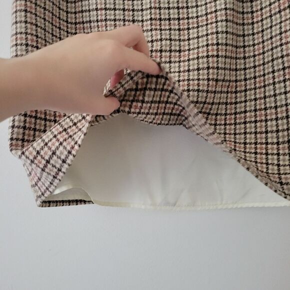 Vintage Savannah Wool Blend Mini Skirt Plaid Neutral 6P - Picture 8 of 9